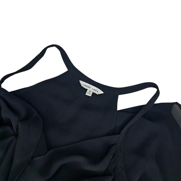 NAKED ZEBRA Black Wrap Front Crepe Camisole Blouson Top | Size S - Picture 5 of 5